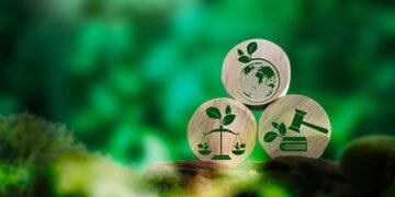 Social, and Corporate Governance. The concept focuses on ethical and sustainable business practices, featuring CSR text, a global map, and surrounding icons for recycling and social responsibility.